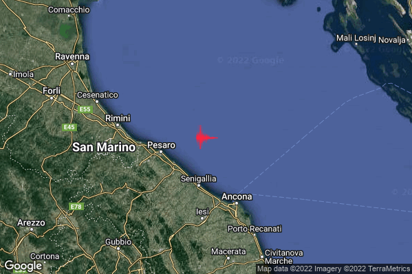 Lieve Terremoto M2.2 epicentro Costa Marchigiana Pesarese (Pesaro-Urbino) alle 14:24:14 (13:24:14 UTC)