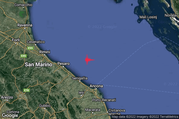 Lieve Terremoto M2.1 epicentro Costa Marchigiana Pesarese (Pesaro-Urbino) alle 09:38:44 (08:38:44 UTC)