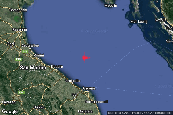 Debole Terremoto M2.4 epicentro Costa Marchigiana Pesarese (Pesaro-Urbino) alle 12:03:38 (11:03:38 UTC)