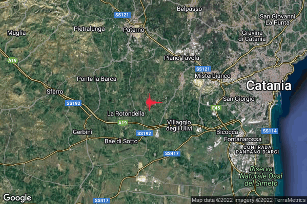 Lieve Terremoto M2.0 epicentro 4 km SW Motta Sant'Anastasia (CT) alle 00:13:48 (23:13:48 UTC)