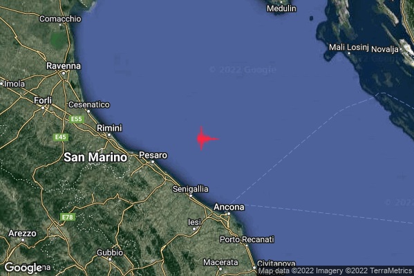 Lieve Terremoto M2.1 epicentro Costa Marchigiana Pesarese (Pesaro-Urbino) alle 01:23:38 (00:23:38 UTC)