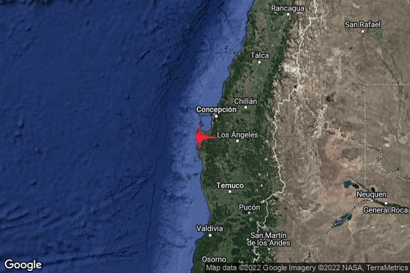 Estremo Terremoto M6.4 epicentro Near coast of central Chile [Land: Chile] alle 03:25:00 (02:25:00 UTC)