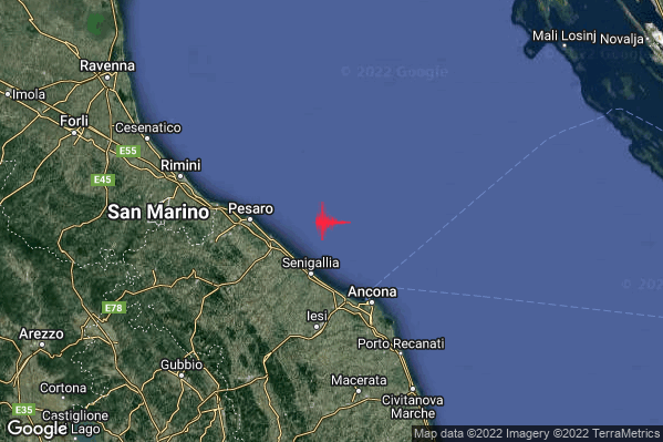 Lieve Terremoto M2.1 epicentro Costa Marchigiana Anconetana (Ancona) alle 06:21:22 (05:21:22 UTC)