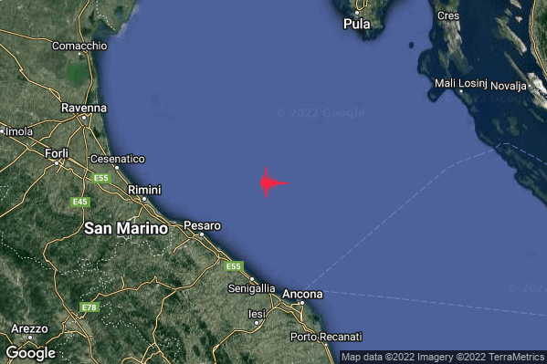 Lieve Terremoto M2.0 epicentro Costa Marchigiana Pesarese (Pesaro-Urbino) alle 18:41:30 (17:41:30 UTC)