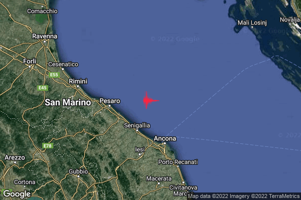 Debole Terremoto M2.5 epicentro Costa Marchigiana Pesarese (Pesaro-Urbino) alle 02:25:50 (01:25:50 UTC)