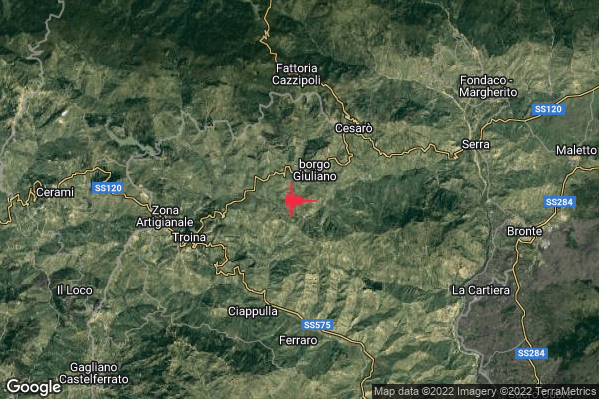 Debole Terremoto M2.6 epicentro 5 km SW San Teodoro (ME) alle 00:40:40 (23:40:40 UTC)