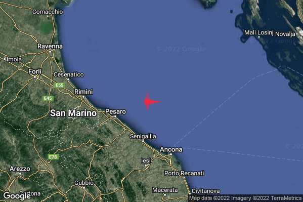 Debole Terremoto M2.3 epicentro Costa Marchigiana Pesarese (Pesaro-Urbino) alle 12:26:00 (11:26:00 UTC)