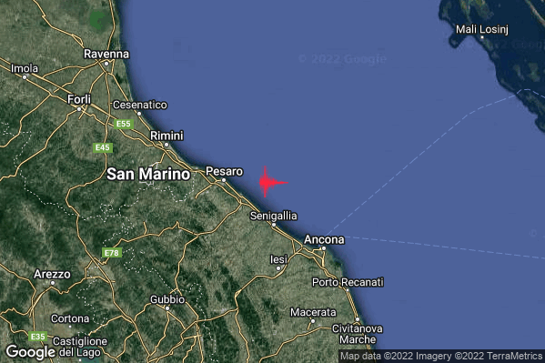 Lieve Terremoto M2.2 epicentro Costa Marchigiana Pesarese (Pesaro-Urbino) alle 12:26:59 (11:26:59 UTC)