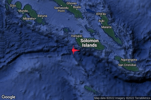 Severo Terremoto M5.5 epicentro Solomon Is. [Sea] alle 03:38:03 (02:38:03 UTC)