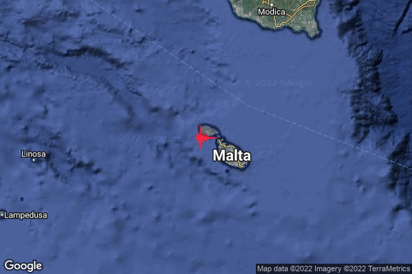 Intenso Terremoto M4.3 epicentro Malta (MALTA) alle 13:40:32 (12:40:32 UTC)