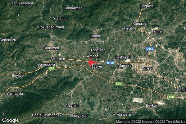 Violento Terremoto M6.1 epicentro Turkey alle 02:08:16 (01:08:16 UTC)