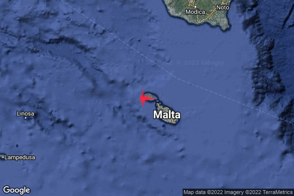 Moderato Terremoto M3.4 epicentro Malta (MALTA) alle 13:31:40 (12:31:40 UTC)