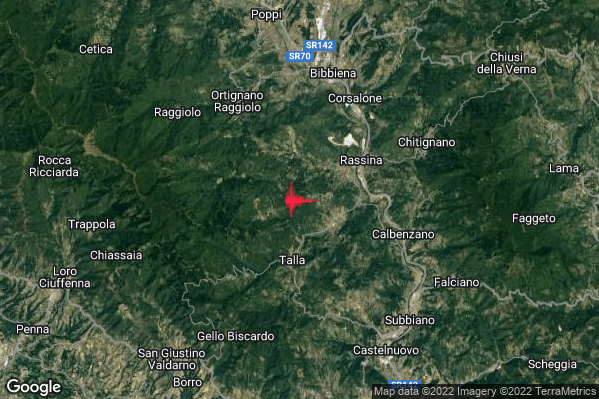 Lieve Terremoto M2.1 epicentro 3 km N Talla (AR) alle 22:48:40 (21:48:40 UTC)