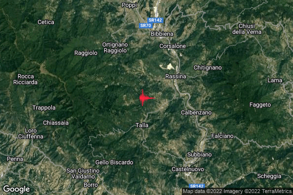 Moderato Terremoto M3.5 epicentro 3 km N Talla (AR) alle 02:15:04 (01:15:04 UTC)