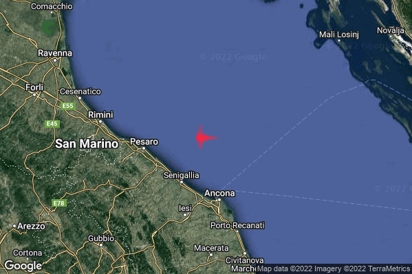 Lieve Terremoto M2.0 epicentro Costa Marchigiana Anconetana (Ancona) alle 06:41:42 (05:41:42 UTC)