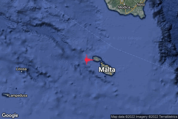 Debole Terremoto M2.5 epicentro Malta (MALTA) alle 19:18:16 (18:18:16 UTC)