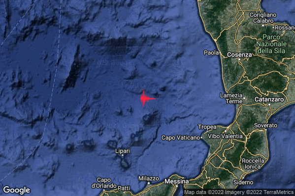 Lieve Terremoto M2.0 epicentro Tirreno Meridionale (MARE) alle 07:30:52 (06:30:52 UTC)