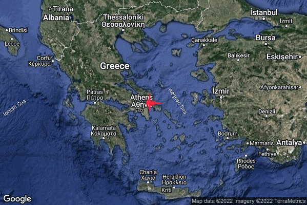 Forte Terremoto M5.0 epicentro Greece [Land] alle 21:06:41 (20:06:41 UTC)