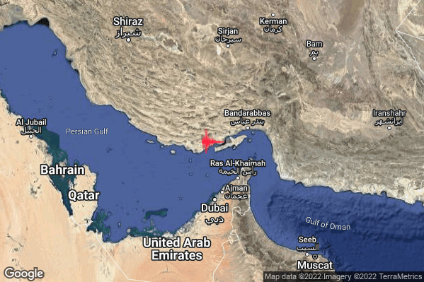 Violento Terremoto M5.8 epicentro Southern Iran [Land: Iran] alle 16:17:46 (15:17:46 UTC)