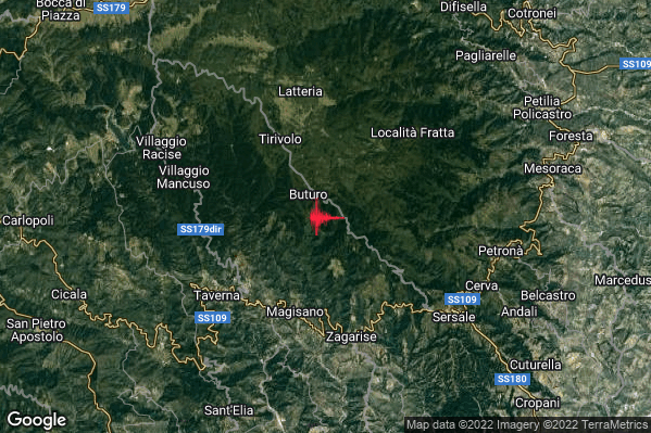 Lieve Terremoto M2.1 epicentro 5 km N Magisano (CZ) alle 20:48:18 (19:48:18 UTC)