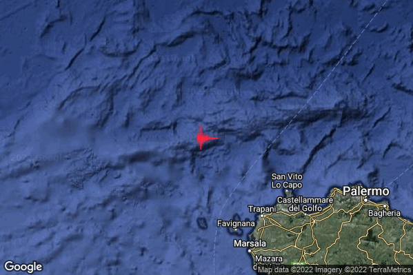Leggero Terremoto M2.9 epicentro Tirreno Meridionale (MARE) alle 00:18:34 (23:18:34 UTC)