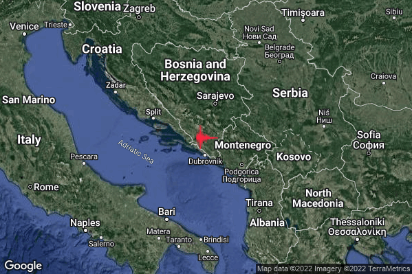 Intenso Terremoto M4.5 epicentro Bosnia and Herz. [Land] alle 21:05:06 (20:05:06 UTC)