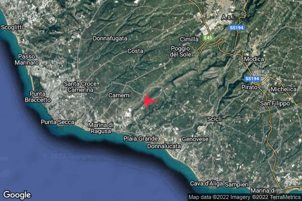 Lieve Terremoto M2.0 epicentro 8 km W Scicli (RG) alle 12:46:01 (11:46:01 UTC)