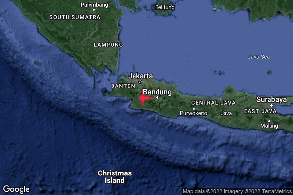 Violento Terremoto M5.9 epicentro Jawa Indonesia [Land: Indonesia] alle 01:50:57 (00:50:57 UTC)