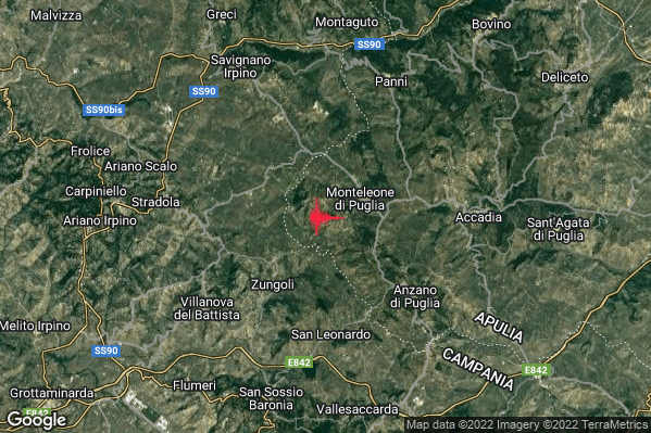 Debole Terremoto M2.4 epicentro 2 km W Monteleone di Puglia (FG) alle 03:06:08 (02:06:08 UTC)