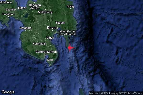 Severo Terremoto M5.6 epicentro Philippines [Sea] alle 21:01:57 (20:01:57 UTC)