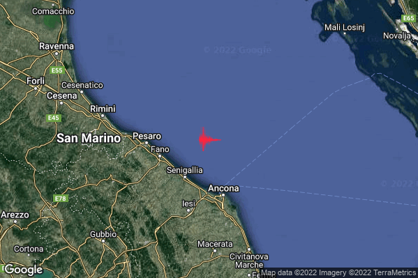 Lieve Terremoto M2.1 epicentro Costa Marchigiana Anconetana (Ancona) alle 03:34:13 (02:34:13 UTC)