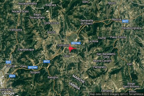 Lieve Terremoto M2.2 epicentro 7 km SW Serravalle di Chienti (MC) alle 01:19:25 (00:19:25 UTC)