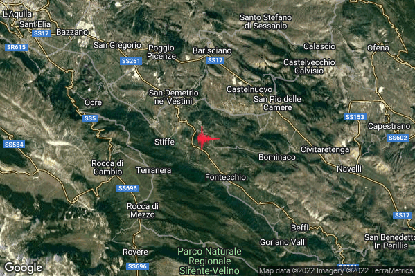 Lieve Terremoto M2.0 epicentro 1 km E Fagnano Alto (AQ) alle 07:06:58 (06:06:58 UTC)