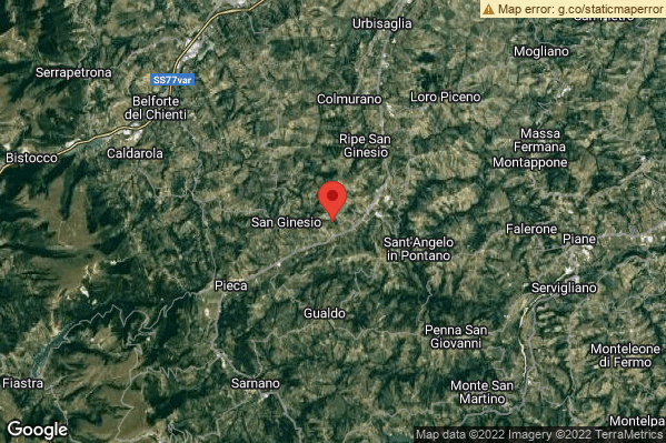 Lieve Terremoto M2.1 epicentro 2 km E San Ginesio (MC) alle 05:13:51 (04:13:51 UTC)