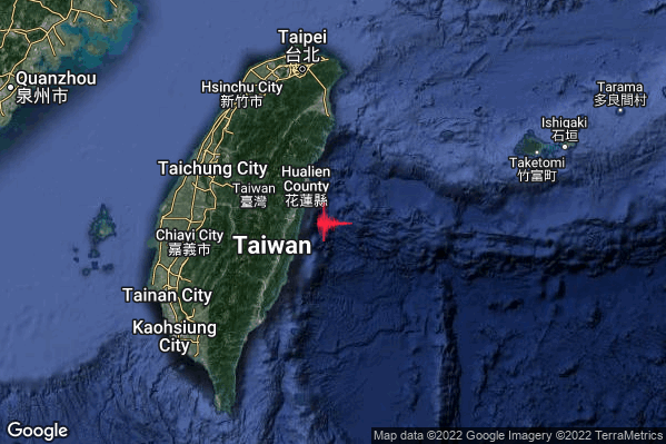 Violento Terremoto M6.0 epicentro Taiwan [Sea] alle 05:03:18 (04:03:18 UTC)