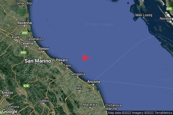 Debole Terremoto M2.4 epicentro Costa Marchigiana Pesarese (Pesaro-Urbino) alle 06:45:23 (05:45:23 UTC)