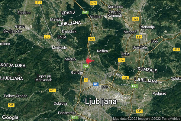 Leggero Terremoto M3.0 epicentro Slovenia (SLOVENIA) alle 08:19:43 (07:19:43 UTC)