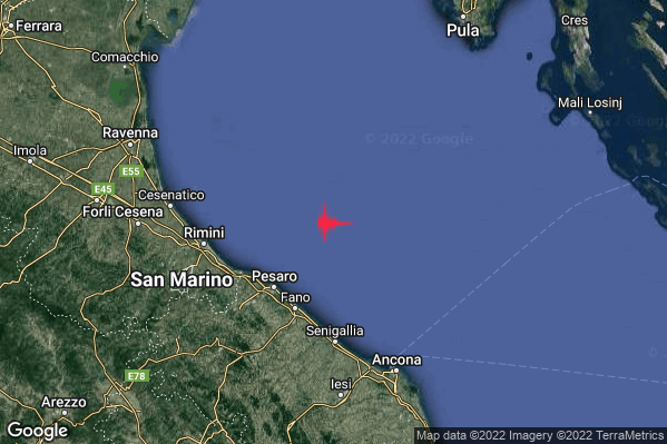 Lieve Terremoto M2.2 epicentro Costa Marchigiana Pesarese (Pesaro-Urbino) alle 10:54:19 (09:54:19 UTC)
