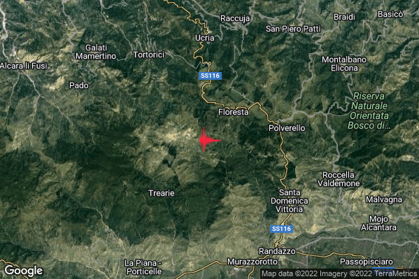 Leggero Terremoto M3.0 epicentro 4 km SW Floresta (ME) alle 19:18:05 (18:18:05 UTC)