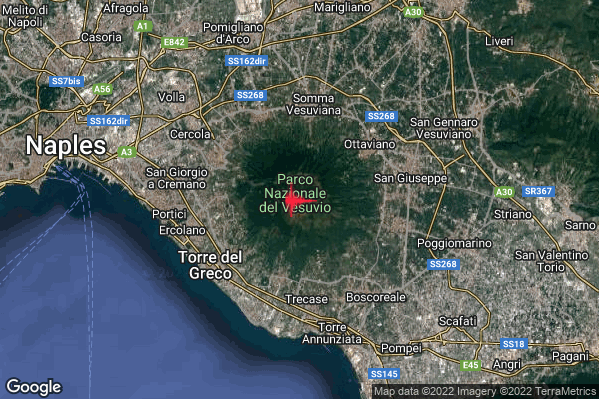 Debole Terremoto M2.5 epicentro Vesuvio alle 20:50:49 (19:50:49 UTC)