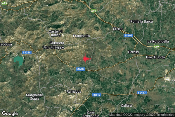 Lieve Terremoto M2.0 epicentro 7 km NE Ramacca (CT) alle 17:07:10 (16:07:10 UTC)