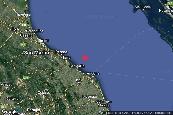 Lieve Terremoto M2.2 epicentro Costa Marchigiana Anconetana (Ancona) alle 08:10:54 (07:10:54 UTC)