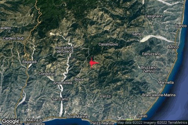 13:16:48 M2.2 epicentro “4 km NE Bova (RC)”
