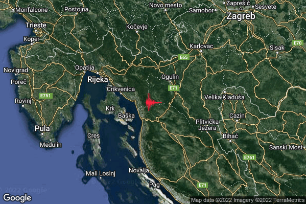 Debole Terremoto M2.7 epicentro Costa Croata Settentrionale (CROAZIA) alle 14:01:26 (13:01:26 UTC)