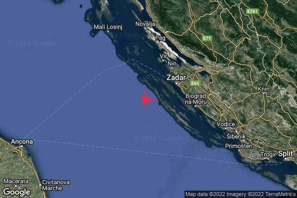 Leggero Terremoto M2.9 epicentro Costa Croata Settentrionale (CROAZIA) alle 02:37:12 (01:37:12 UTC)