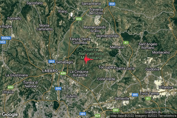 Lieve Terremoto M2.1 epicentro 4 km W Fonte Nuova (RM) alle 06:32:09 (05:32:09 UTC)