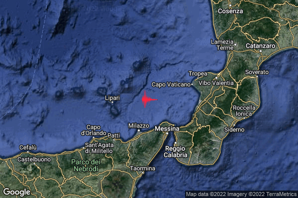 Lieve Terremoto M2.2 epicentro Tirreno Meridionale (MARE) alle 14:55:52 (13:55:52 UTC)