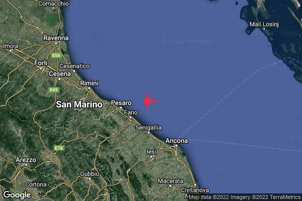 Lieve Terremoto M2.0 epicentro Costa Marchigiana Pesarese (Pesaro-Urbino) alle 15:41:06 (14:41:06 UTC)