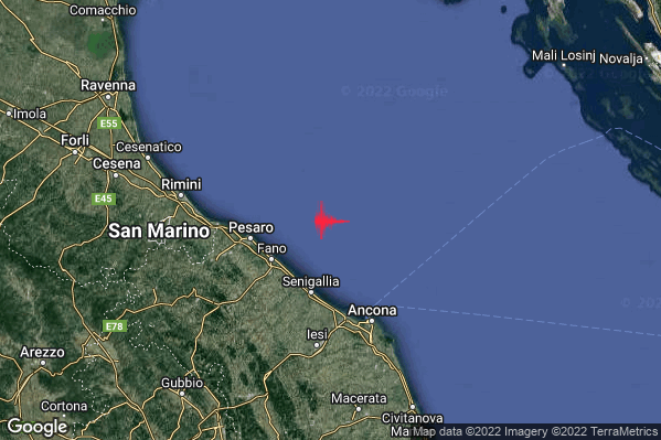 Leggero Terremoto M3.1 epicentro Costa Marchigiana Pesarese (Pesaro-Urbino) alle 01:37:35 (00:37:35 UTC)