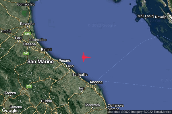 Lieve Terremoto M2.0 epicentro Costa Marchigiana Pesarese (Pesaro-Urbino) alle 07:17:03 (06:17:03 UTC)